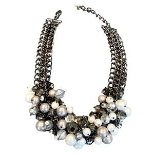 Gunmetal Beaded Statement Necklace